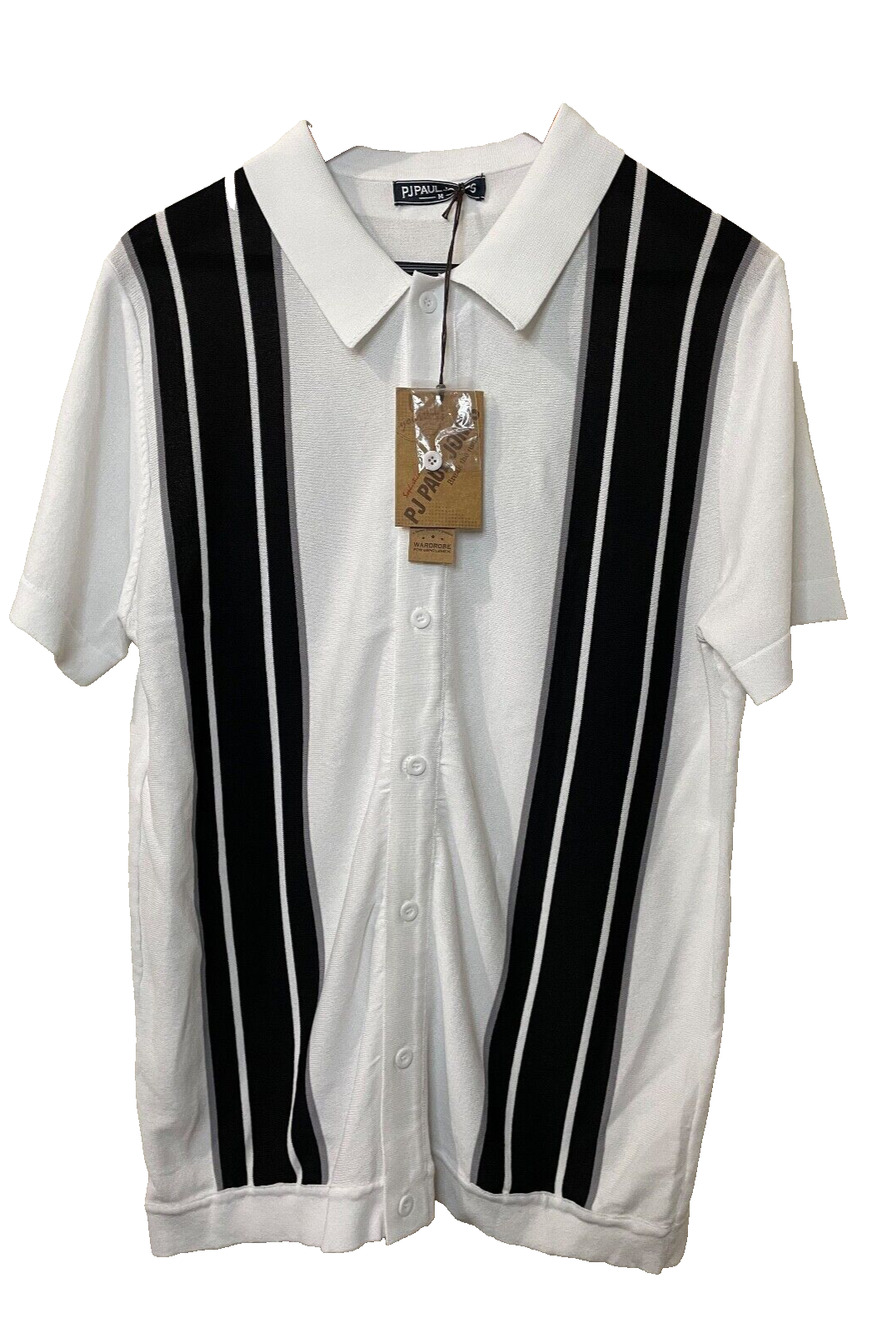 Golf Shirt PJ Paul Jones Mens Polo Shirts Vintage Striped Lightweight Knitting M